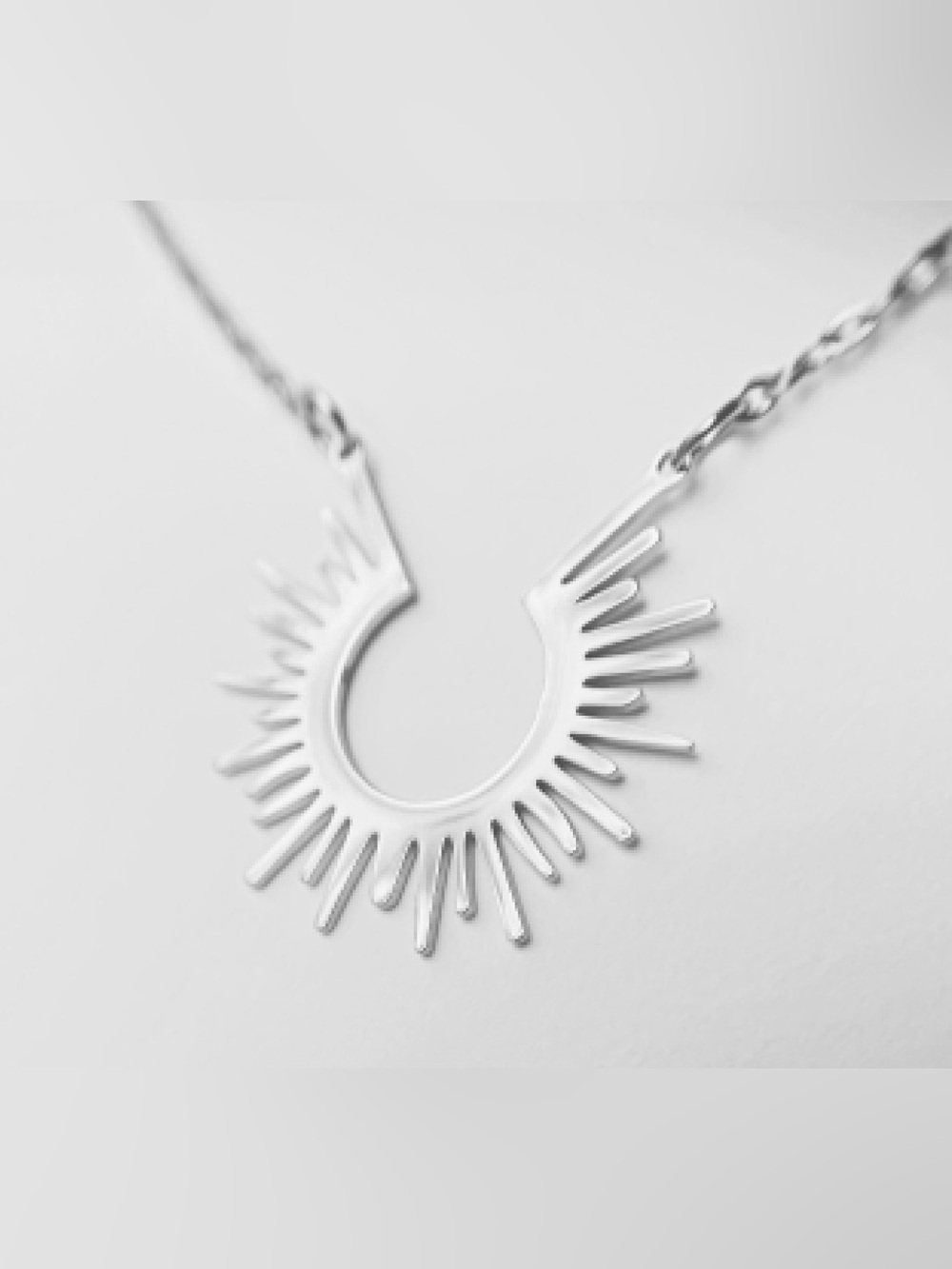 Sterling Silver Sunburst Pendant Necklace - Stainless Steel - Picture 3 of 8